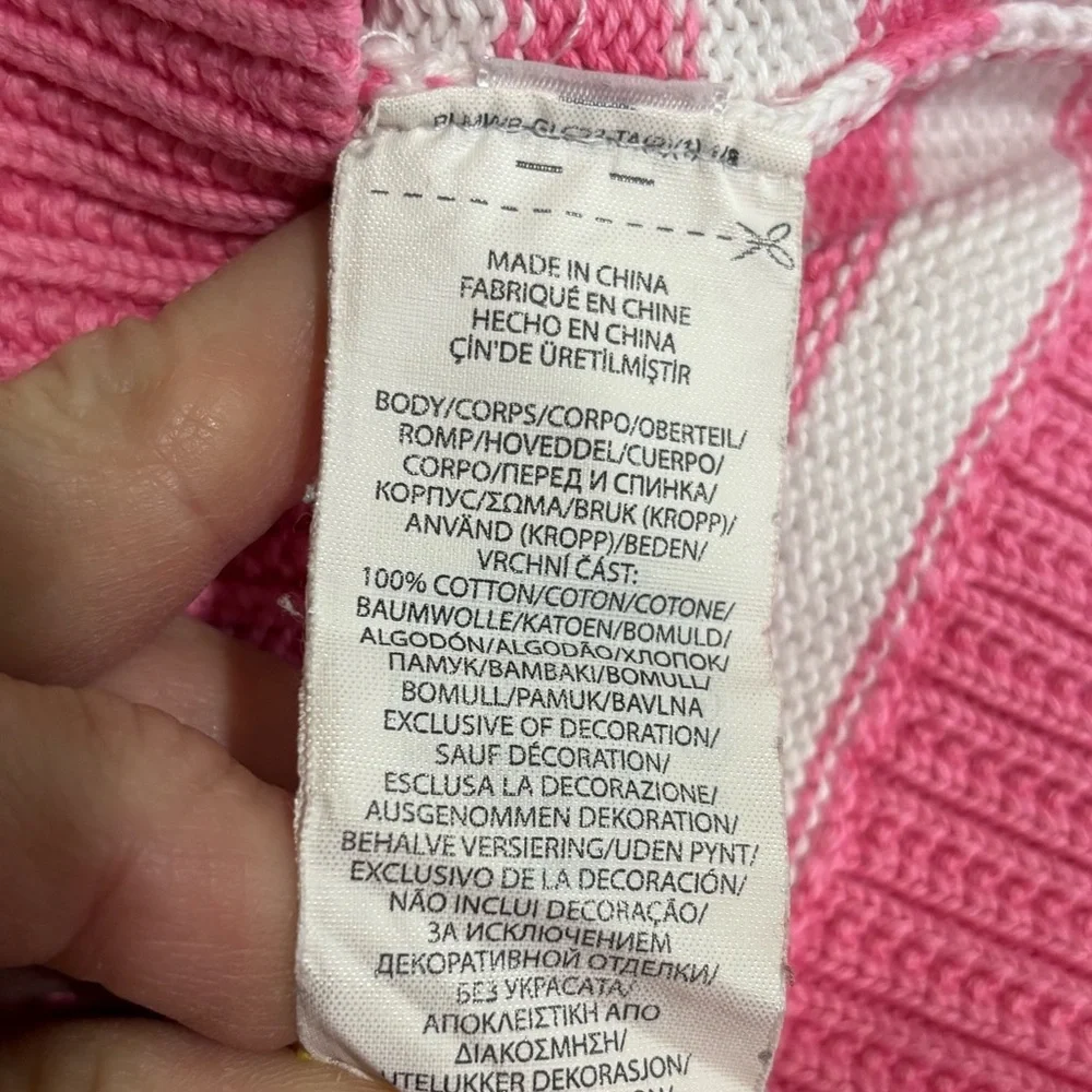 Ralph Lauren Polo Infant Pink White Striped Cotton Sweater Size 12 Month